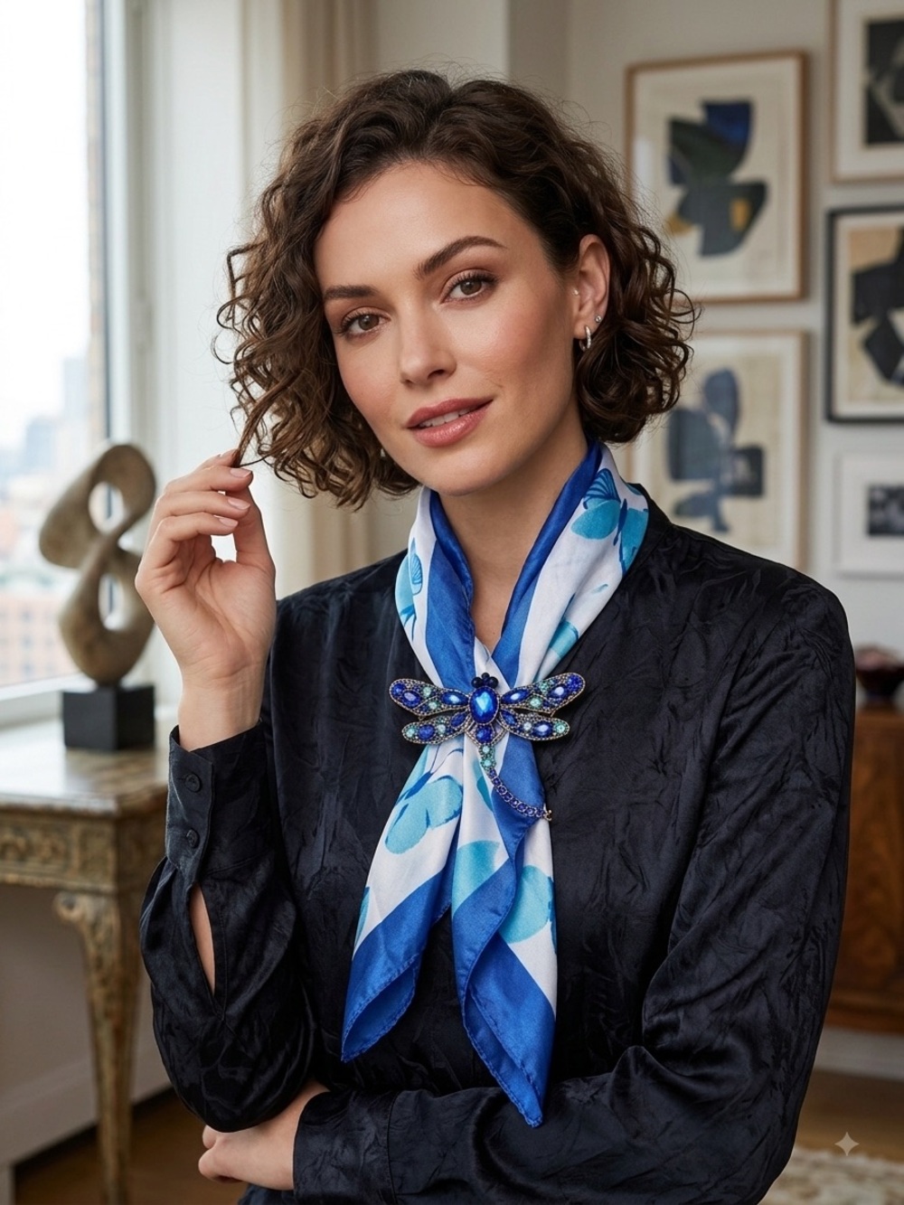 Royal Blue Crystal Dragonfly Brooch – Sparkling Statement Pin